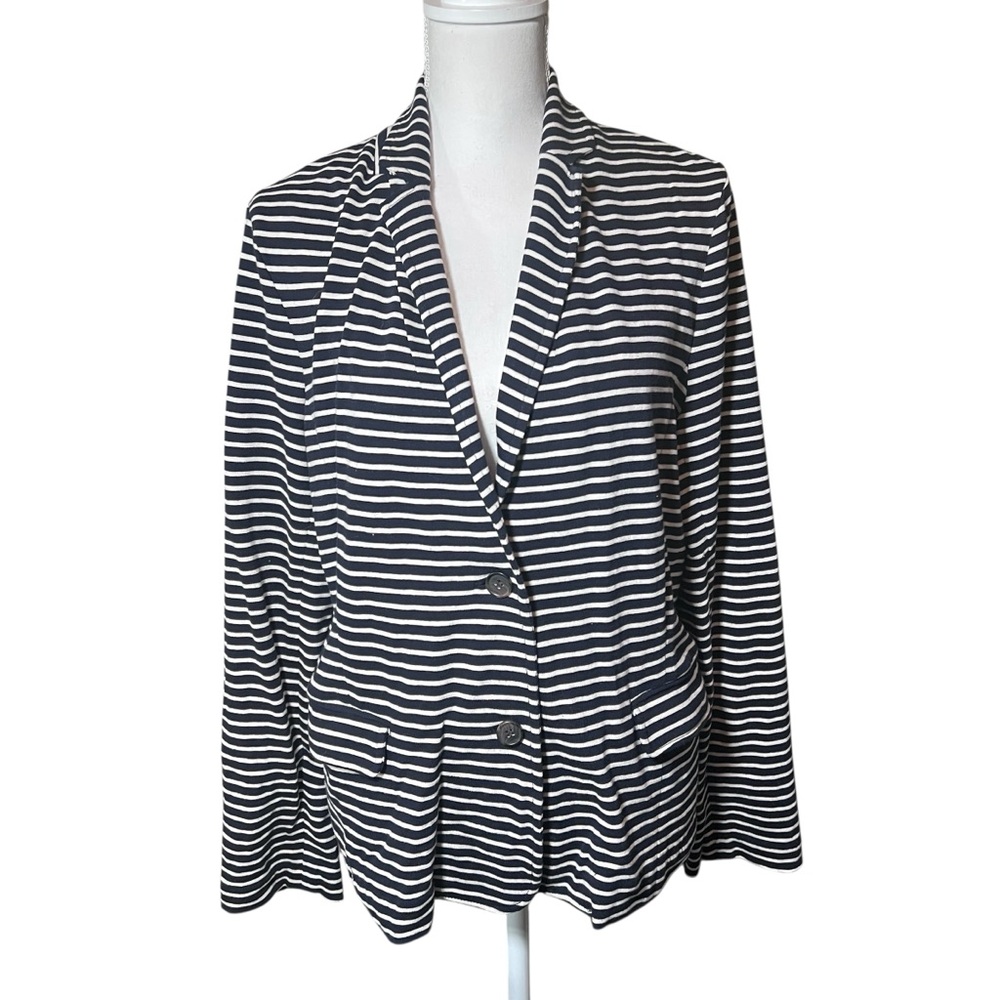 J. Crew Navy and White Striped Knit Blazer